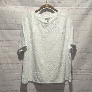 T by Talbots White Textured Short Sleeve Tee Woman’s Size XL